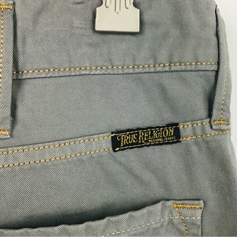 True Religion Rocco Tailored Overdye Twill Jeans Pants Gray Button Fly 33